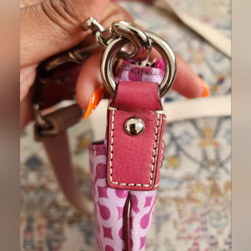 Coach Penelope Op Art Pink Coated Canvas Swingpack Crossbody Bag Handbag Purse - Picture 9 of 16